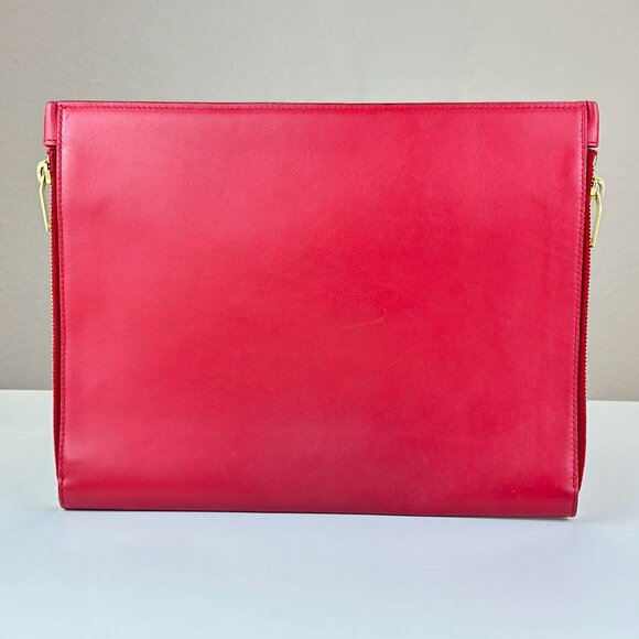 Saint Laurent Red Leather Large Clutch - Picture 2 of 8